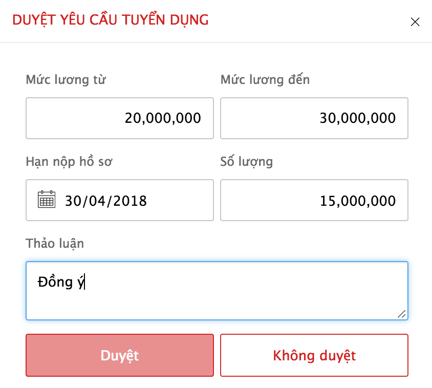 Duyệt YCTD