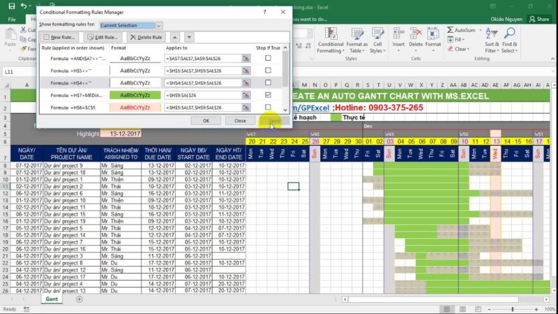 Quản lý dự án trên Excel