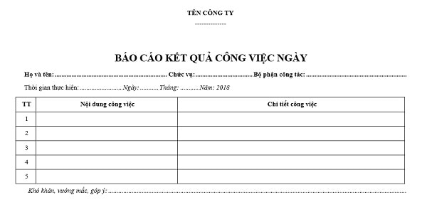 Mẫu lập kế hoạch công việc mới nhất