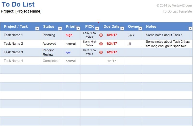 Mẫu kế hoạch công việc bằng Excel chuẩn, mới nhất