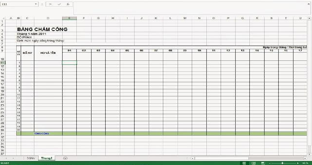 Hướng dẫn cách làm bảng chấm chấm công trên Excel đơn giản, dễ hiểu
