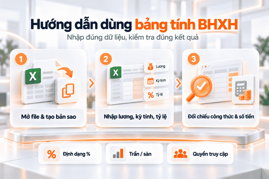 Hướng dẫn mở file nhập dữ liệu và kiểm tra kết quả bảng tính BHXH