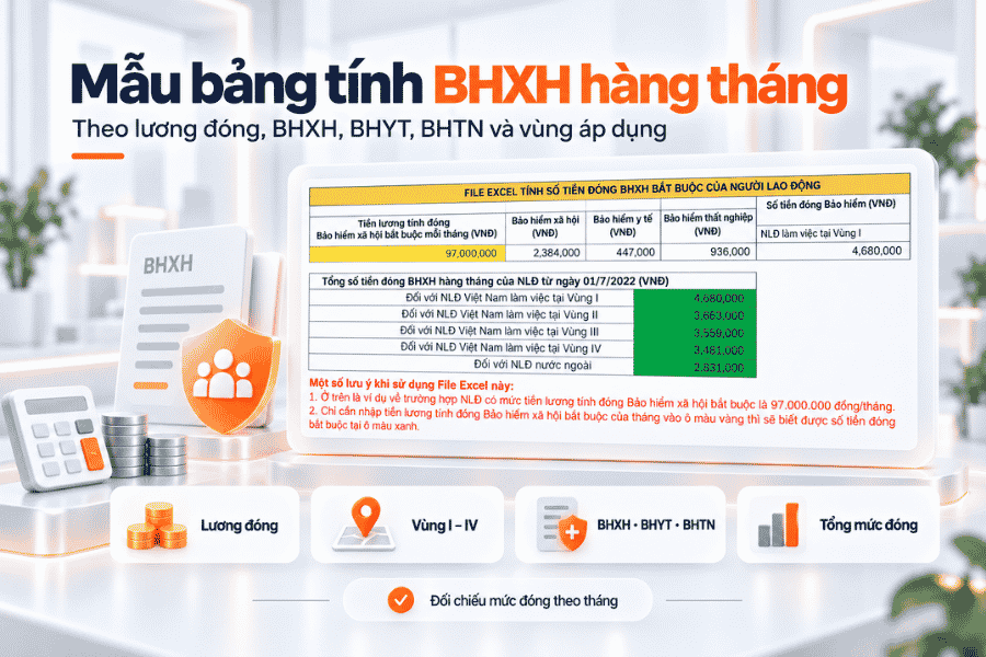 Mẫu bảng tính BHXH hàng tháng