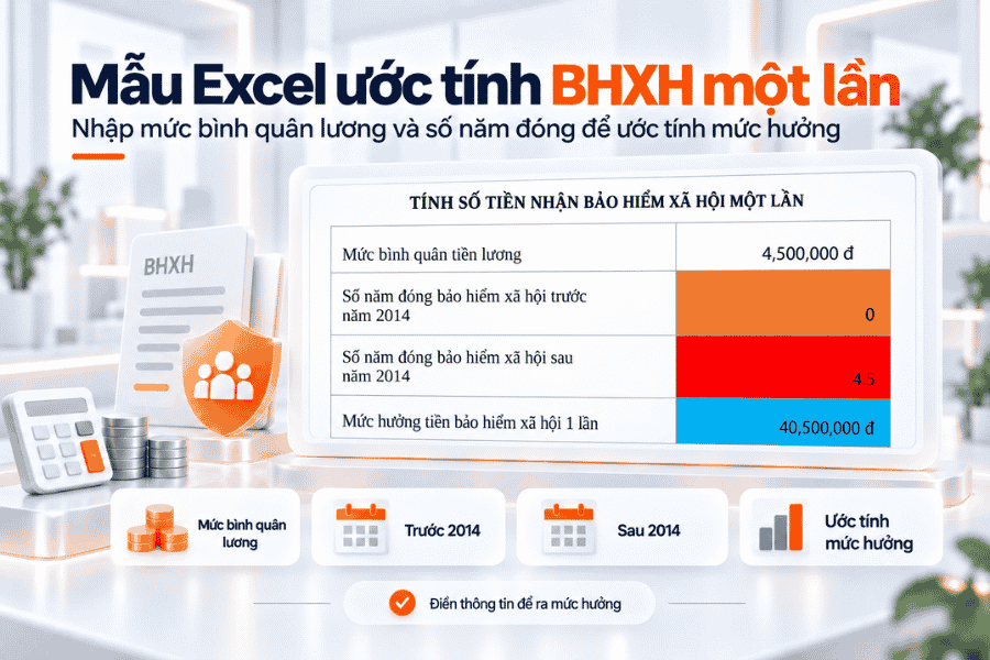 Mẫu Excel ước tính BHXH một lần