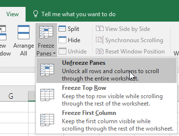 Ứng dụng tính năng Freeze Pane