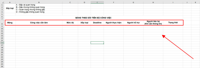 Lập bảng tiến độ công việc bằng Excel