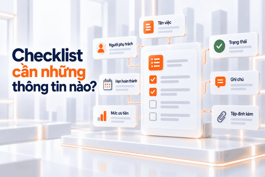 Tổng hợp các trường thông tin cốt lõi như công việc, owner, deadline, priority, status, checkbox và ghi chú.