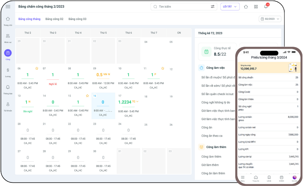 Phần mềm Check in - Check out 1HRM