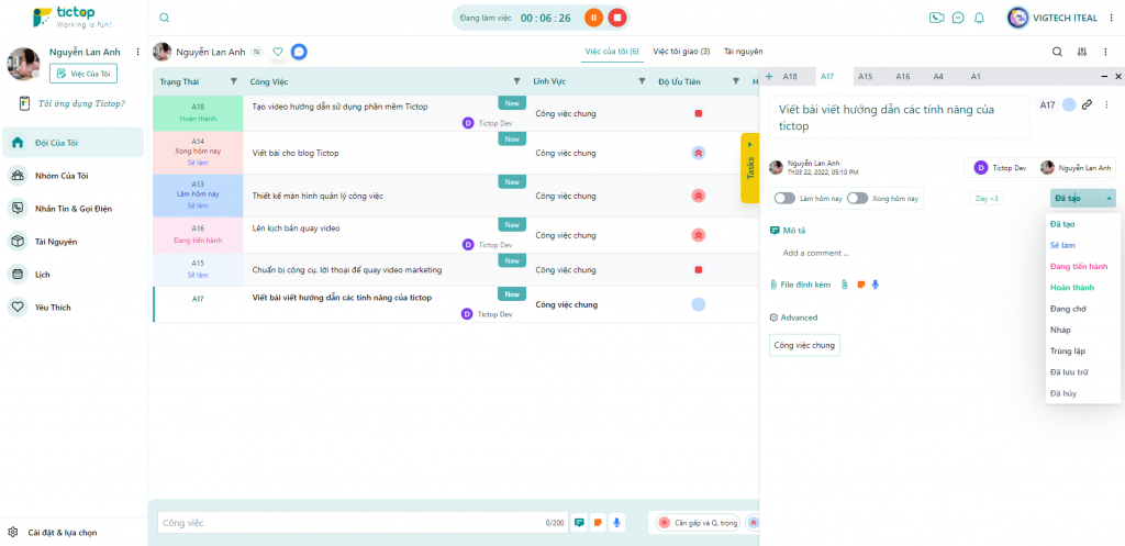 TicTop - Phần mềm quản lý công việc