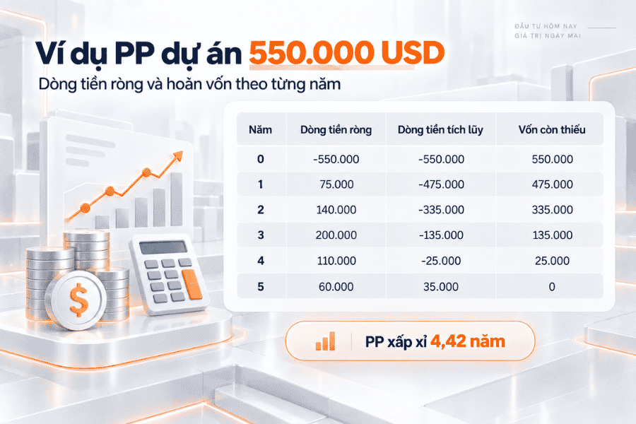 Bảng PP Dòng tiền biến đổi 550.000 USD