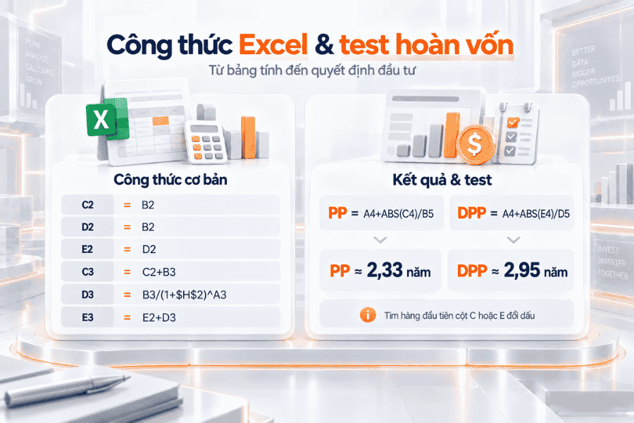 Công thức Excel và test hoàn vốn