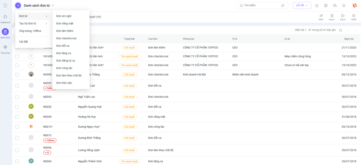 Quản lý đơn từ dễ dàng với 1HRM