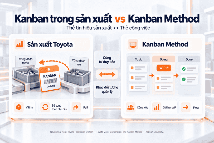 Sơ đồ đối chiếu Kanban với Kanban trong sản xuất