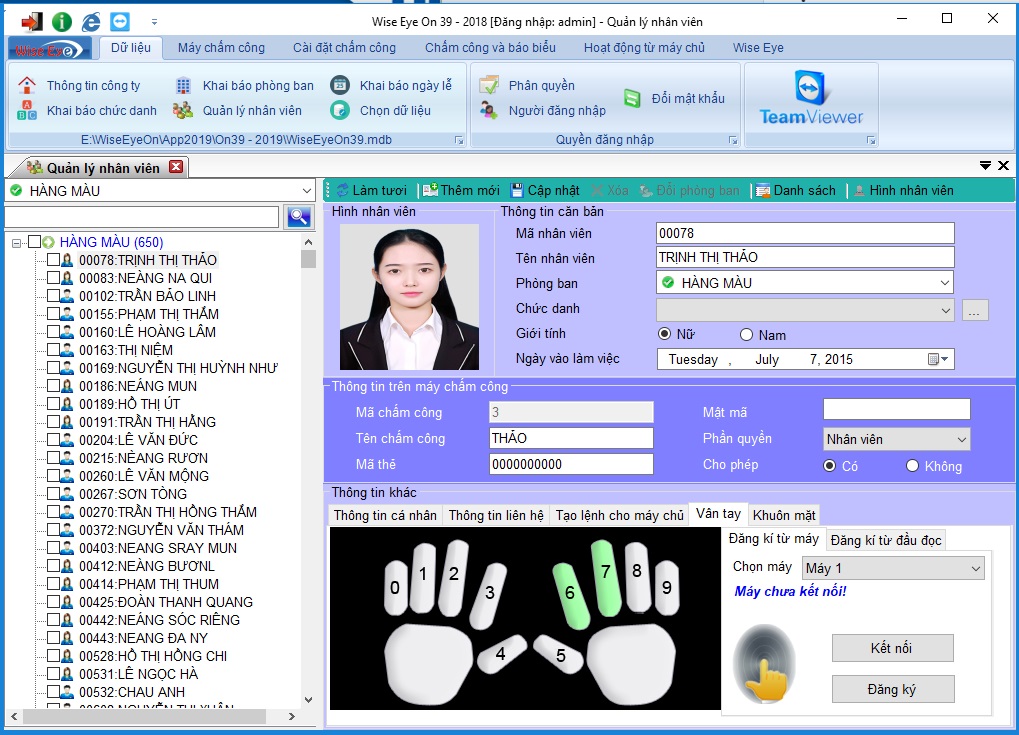 Phần mềm chấm công Wise Eye