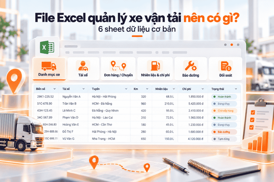 File Excel quản lý xe vận tải nên có gì?