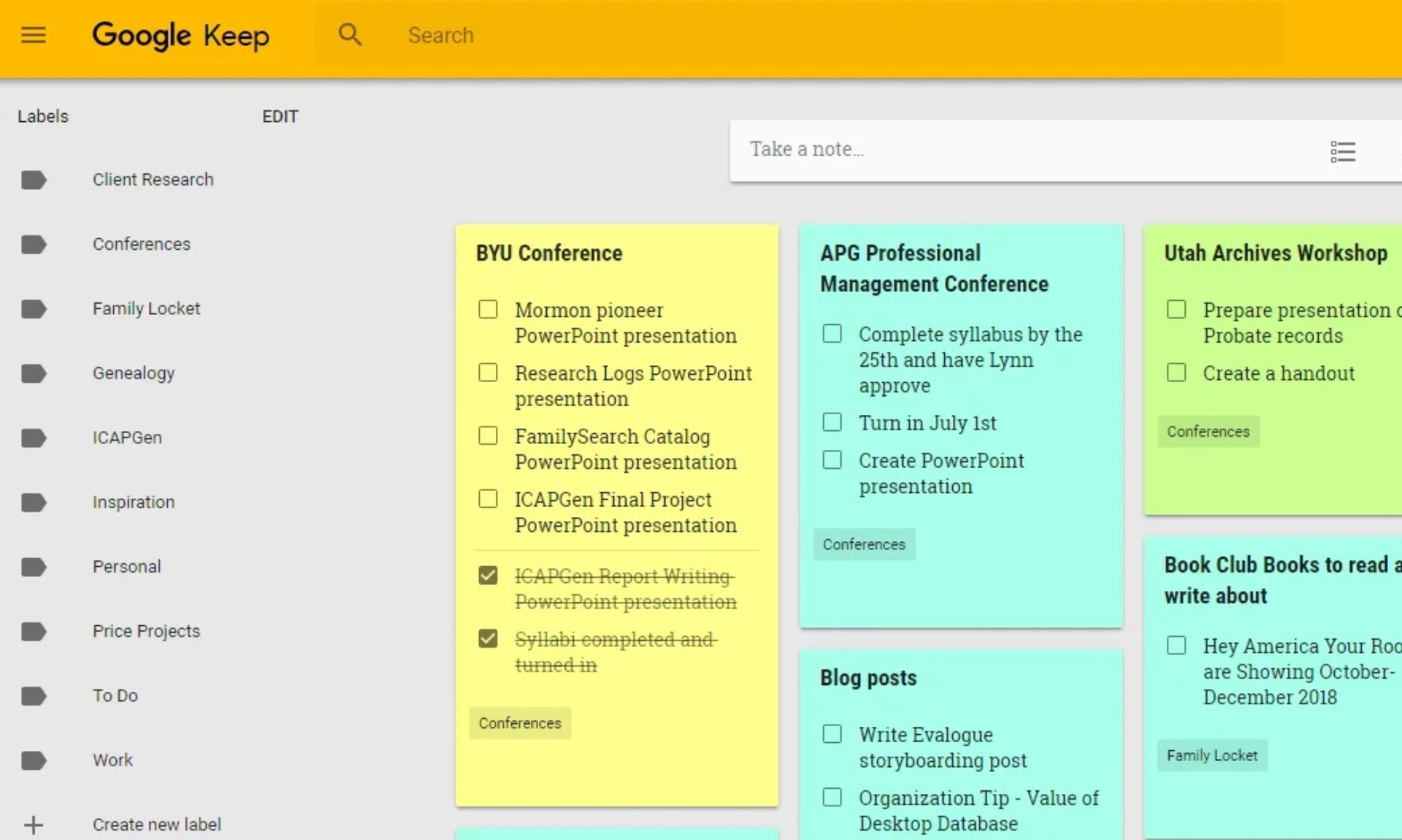 giao diện google keep