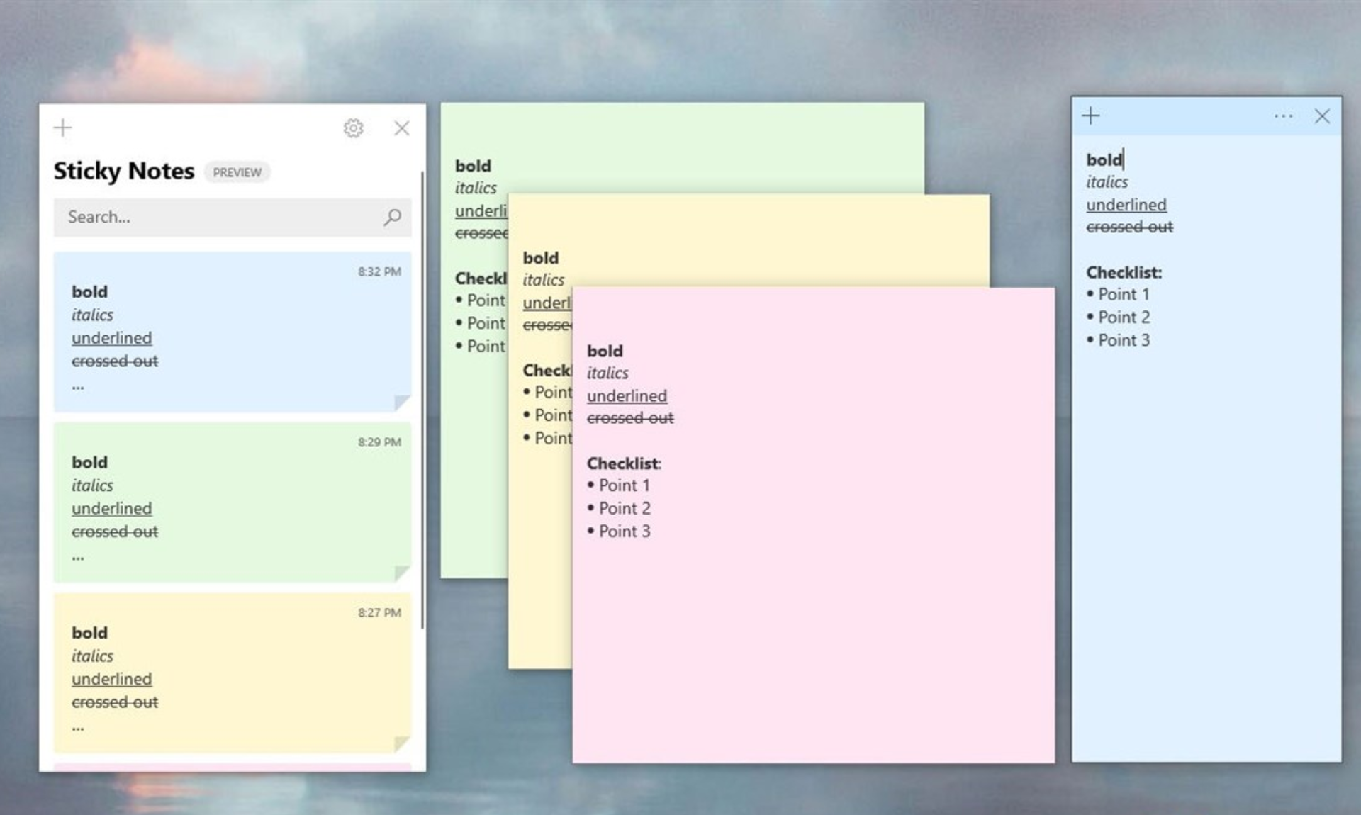 Giao diện Simple Sticky Note trên Windows