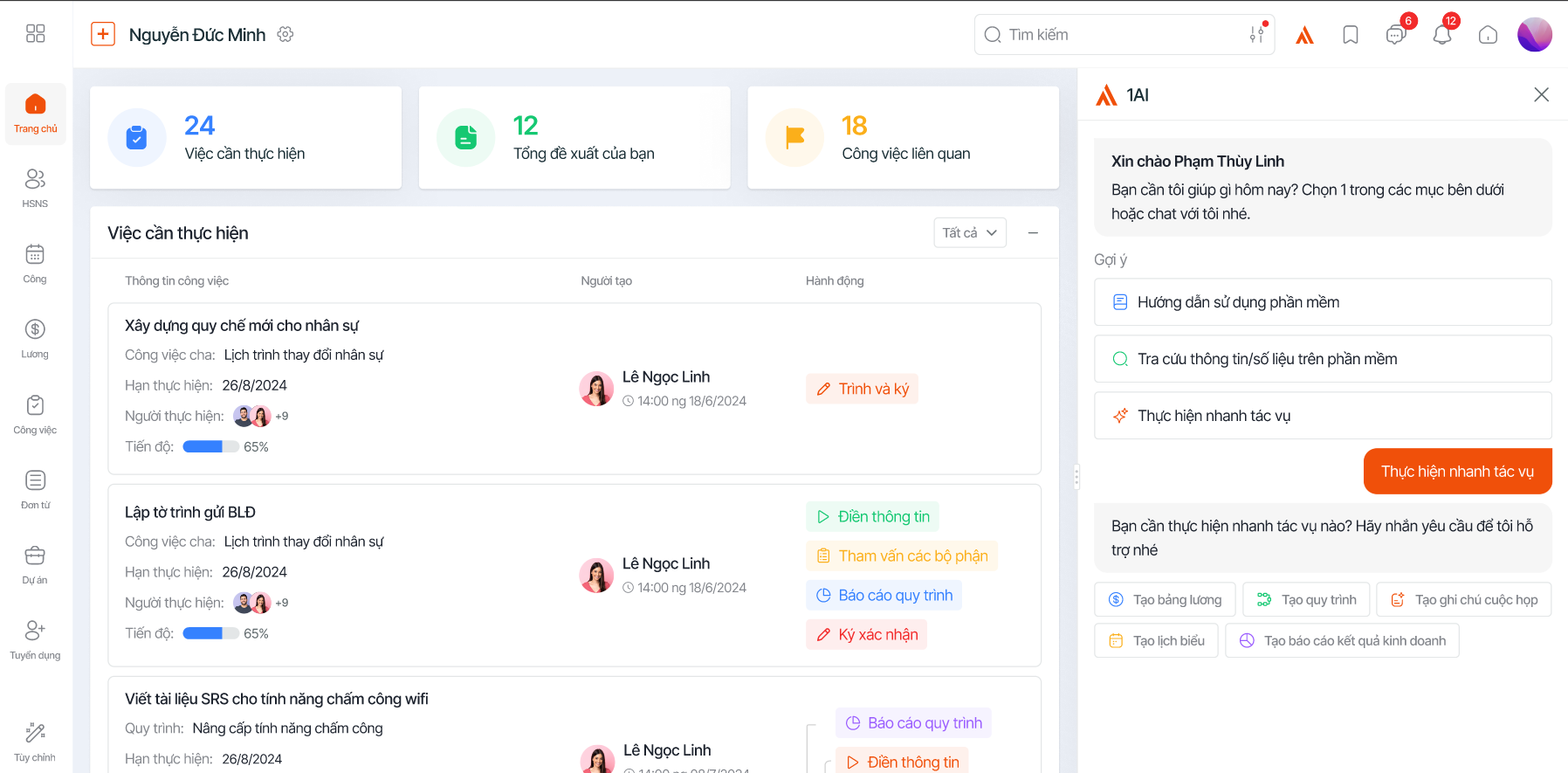 1Office – Hệ thống quản lý công việc thông minh với trợ lý AI và nền tảng Low-code