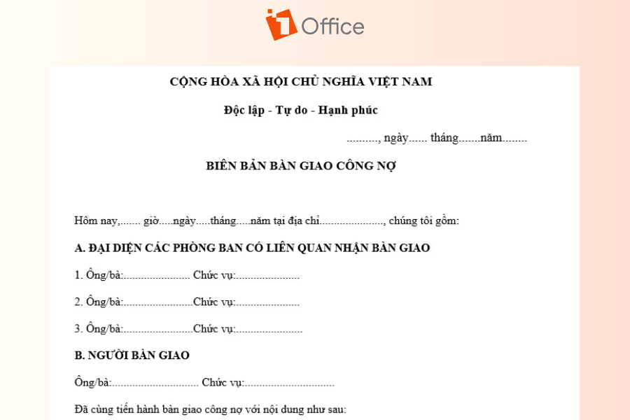 Biên bản bàn giao công nợ