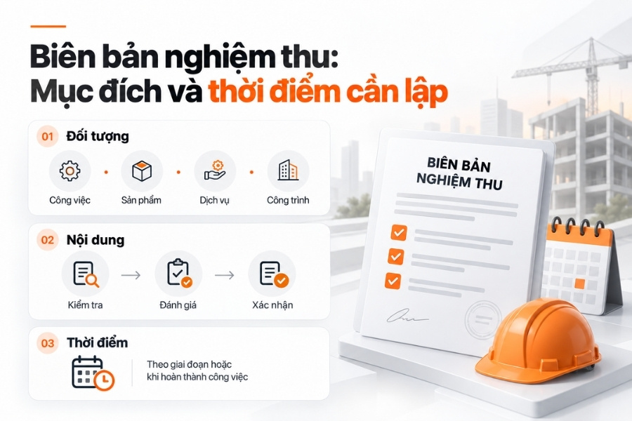 Mục đích và thời điểm lập biên bản nghiệm thu.