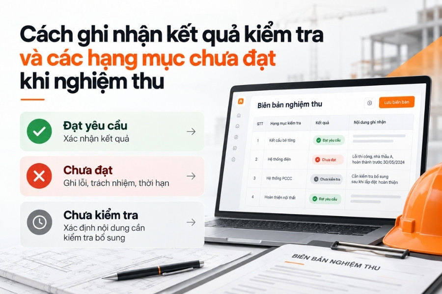 Phân loại kết quả kiểm tra và các nội dung cần ghi nhận.