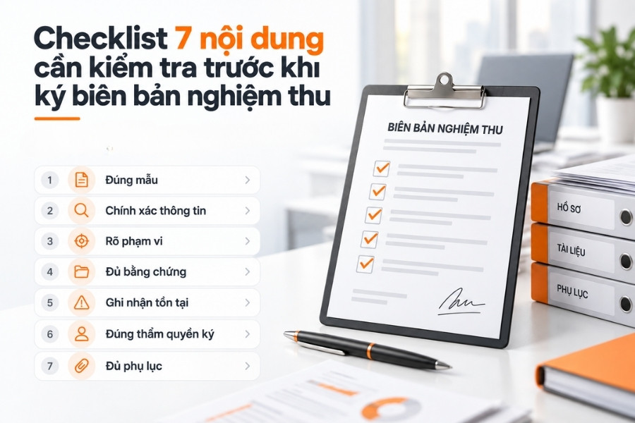 Checklist rà soát hồ sơ trước khi ký biên bản nghiệm thu.