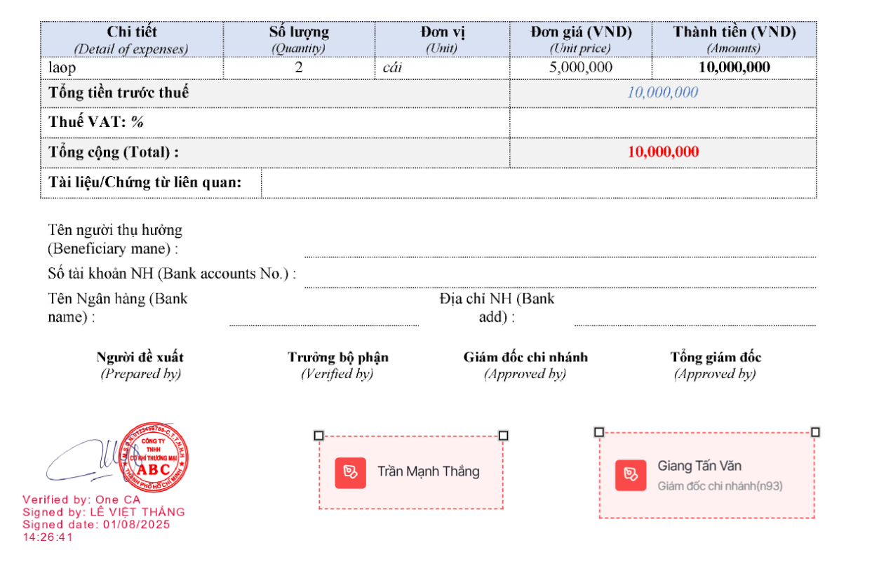 Mẫu chữ ký số cá nhân