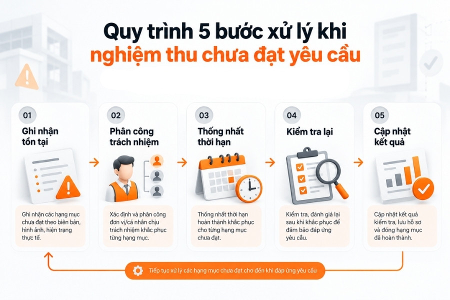 Quy trình khắc phục và kiểm tra lại các hạng mục chưa đạt.