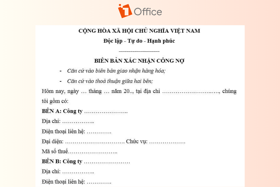 Biên bản xác nhận công nợ