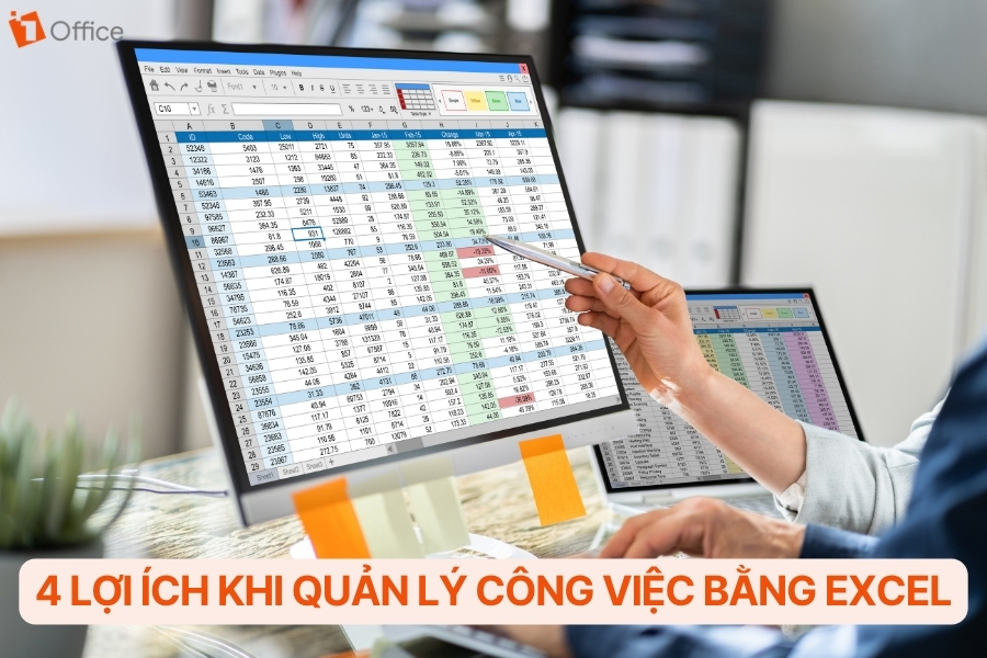 Màn hình máy tính hiển thị excel
