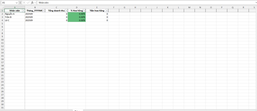 File Excel quản lý hoa hồng & chính sách thưởng