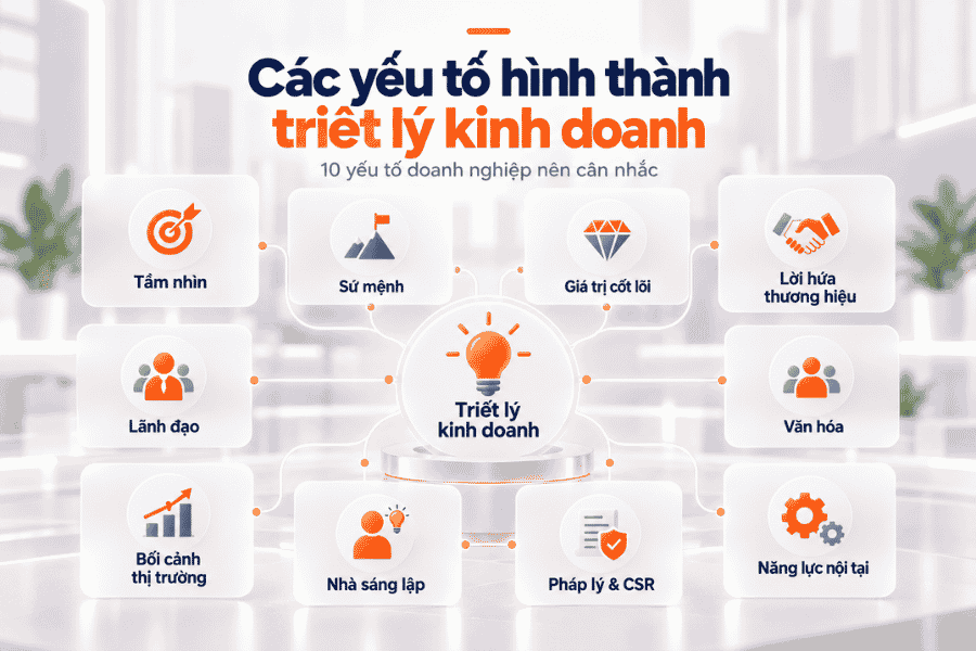Mười yếu tố doanh nghiệp nên cân nhắc khi xây dựng triết lý kinh doanh.