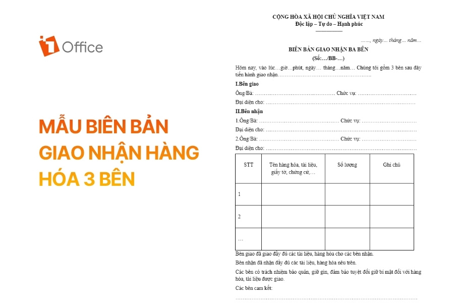 Mẫu biên bản giao nhận hàng hóa 3 bên