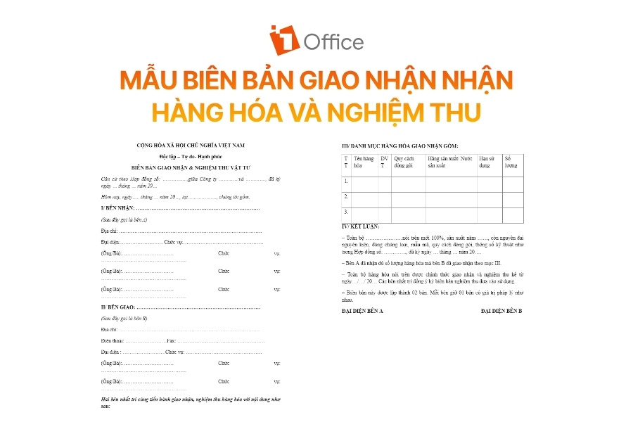 Mẫu biên bản giao nhận nhận hàng hóa và nghiệm thu