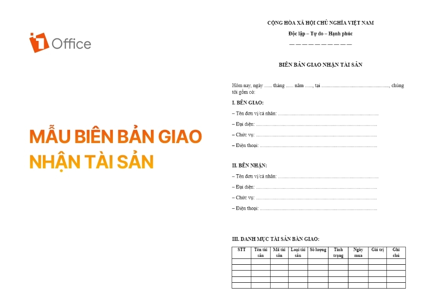 Mẫu biên bản giao nhận tài sản