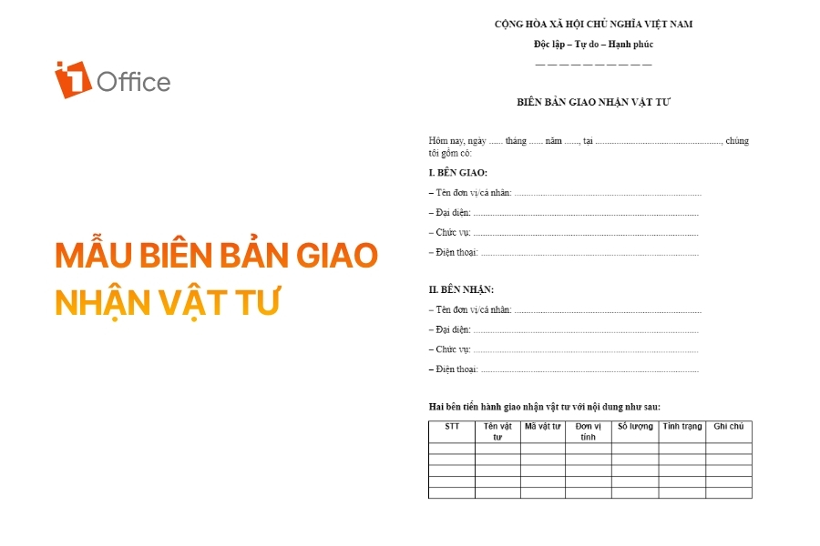 Mẫu biên bản giao nhận vật tư