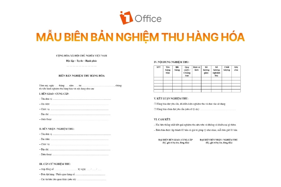 Mẫu biên bản nghiệm thu hàng hóa