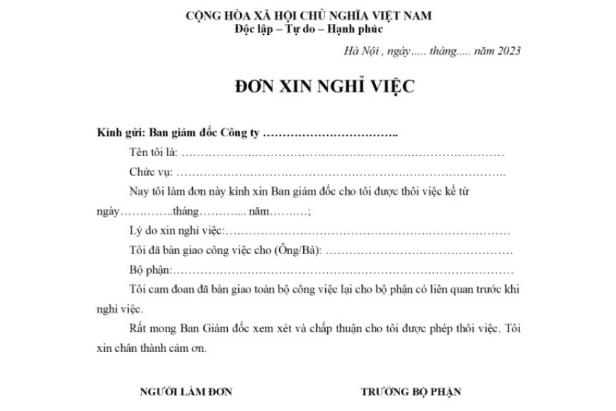 Mẫu đơn xin nghỉ việc đột xuất (Nghỉ gấp)