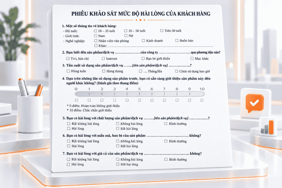 Mẫu khảo sát mức độ hài lòng của khách hàng