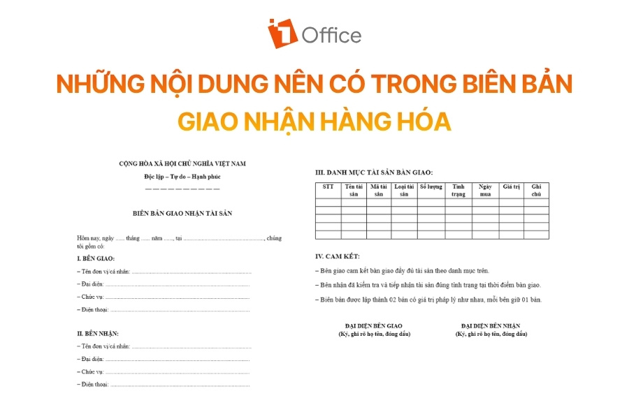 hình ảnh minh họa những nội dung cần có bên trong biên bản bàn giao nhận hàng hóa