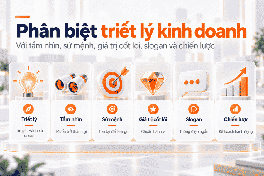 So sánh sáu khái niệm thường gặp trong quản trị và định hướng doanh nghiệp.