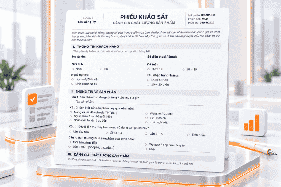 Phiếu khảo sát đánh giá chất lượng sản phẩm