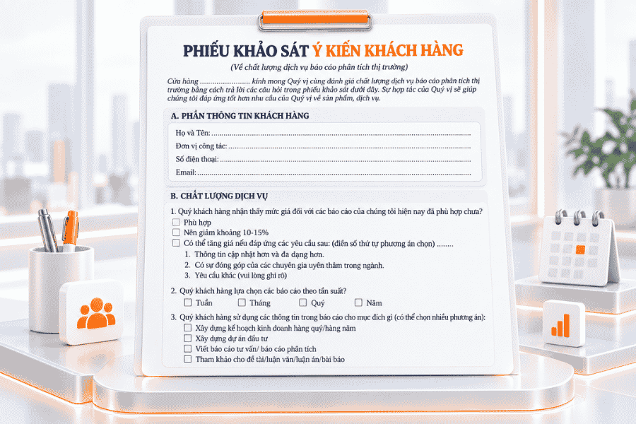 Phiếu khảo sát khách hàng đánh giá về dịch vụ