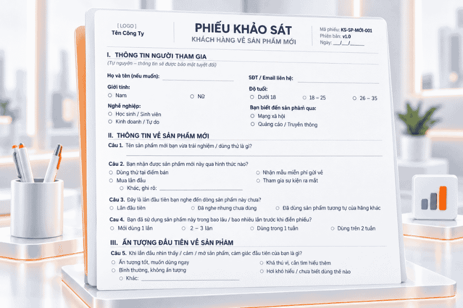 Phiếu khảo sát khách hàng về sản phẩm mới
