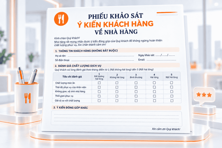 Phiếu khảo sát ý kiến khách hàng về nhà hàng