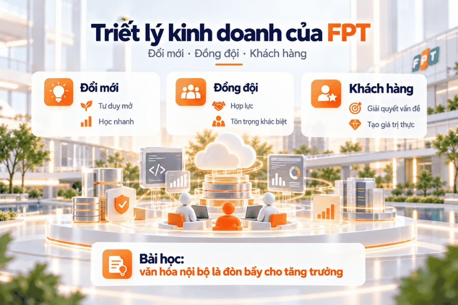 Minh họa các giá trị văn hóa doanh nghiệp và sự liên kết với hoạt động công nghệ.