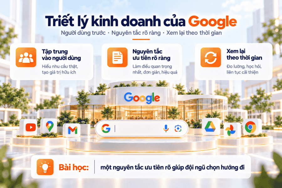 Thể hiện nguyên tắc ưu tiên người dùng làm cơ sở cho các quyết định của Google.