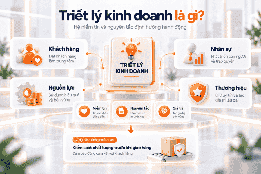 Mô hình thể hiện vai trò của niềm tin, nguyên tắc và giá trị trong định hướng hành động.