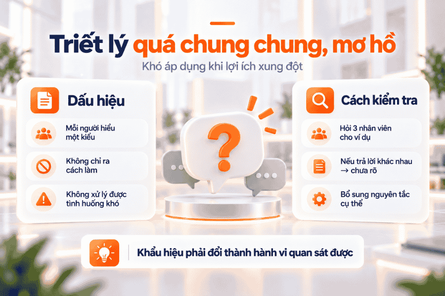 Minh họa sự khác biệt giữa giữ vững nguyên tắc cốt lõi và điều chỉnh cách thực hiện.