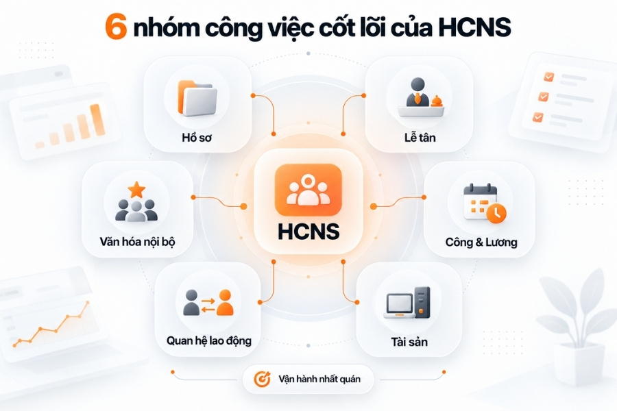 6 nhóm nghiệp vụ cốt lõi của phòng HCNS